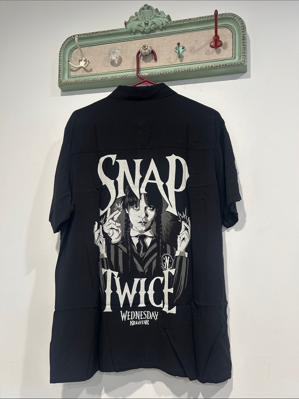 Killstar Wednesday Addams Black 'Snap Twice' Graphic Button-Down Shirt small new